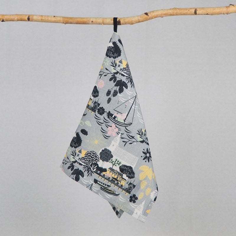 Naantali tea towel, grey